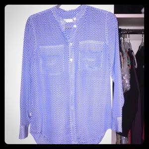 Equipment blouse, blue and white design